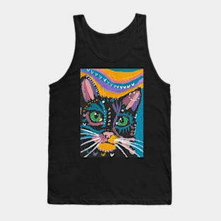 colorful cat face abstract Tank Top